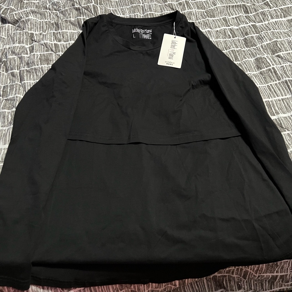 Latched mama black long sleeve nursing shirt